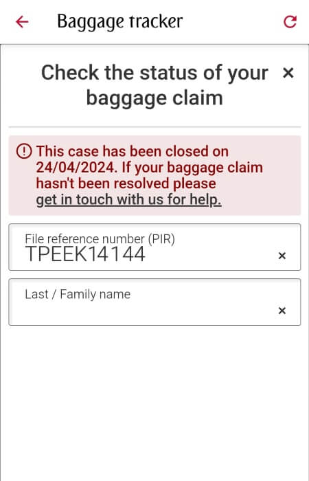 在第5天的晚上，終於看到一絲曙光，並且在隔天4/25收到行李。